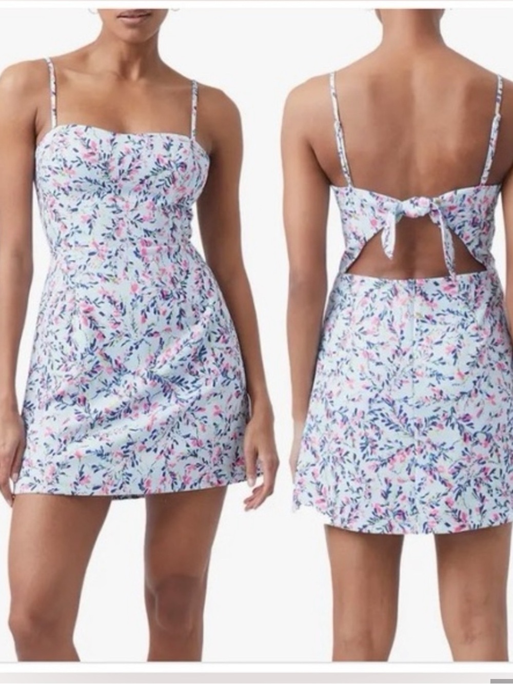 French Connection Pastel Floral Tie-Back Mini Dress Size XS